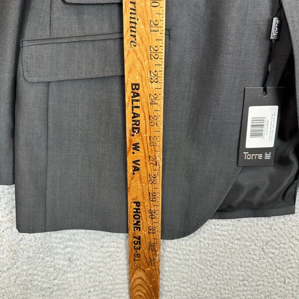 Torre Gavin AMF Charcoal Mohair Wool Blend 2 Piece Suit Mens 46R Jacket 42R Pant